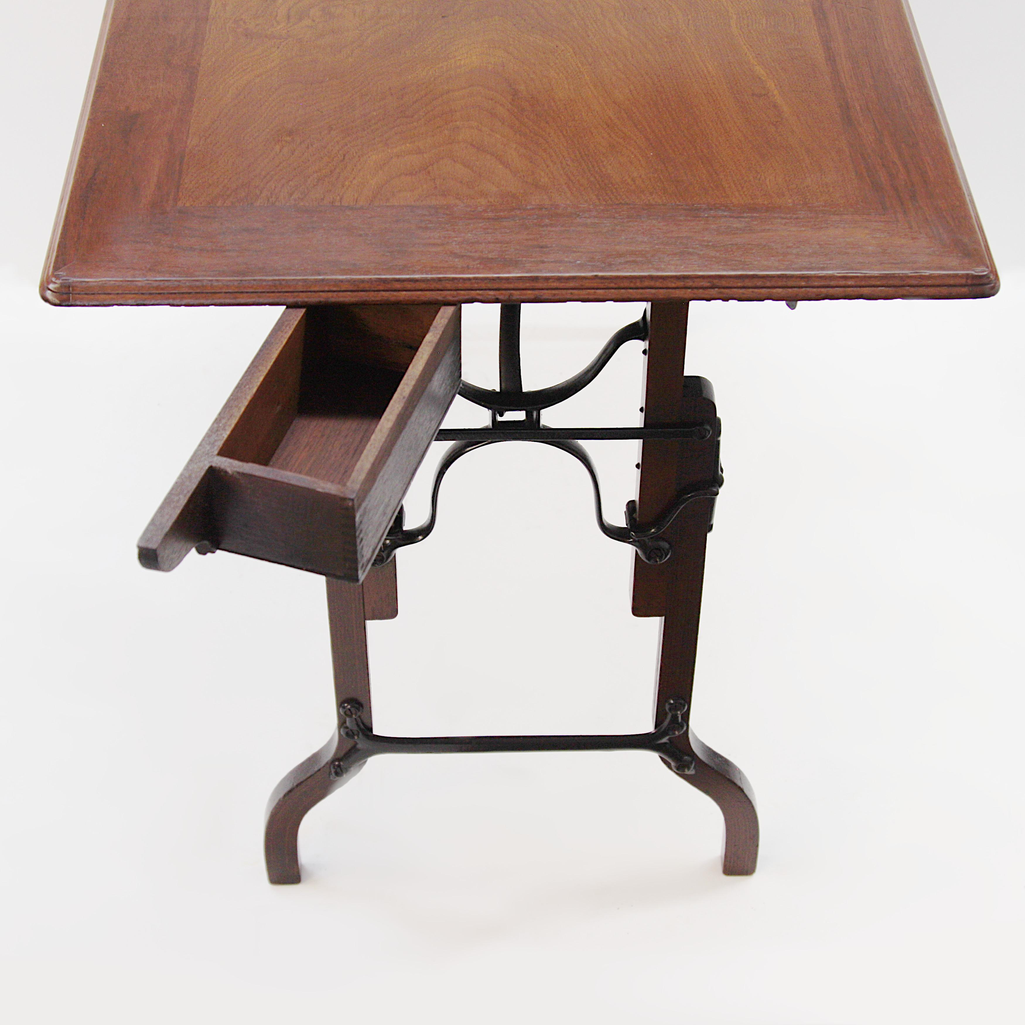 Cast Rare 1870's Vintage Industrial Utility Adjustable Table Desk by Lambie & Sargent