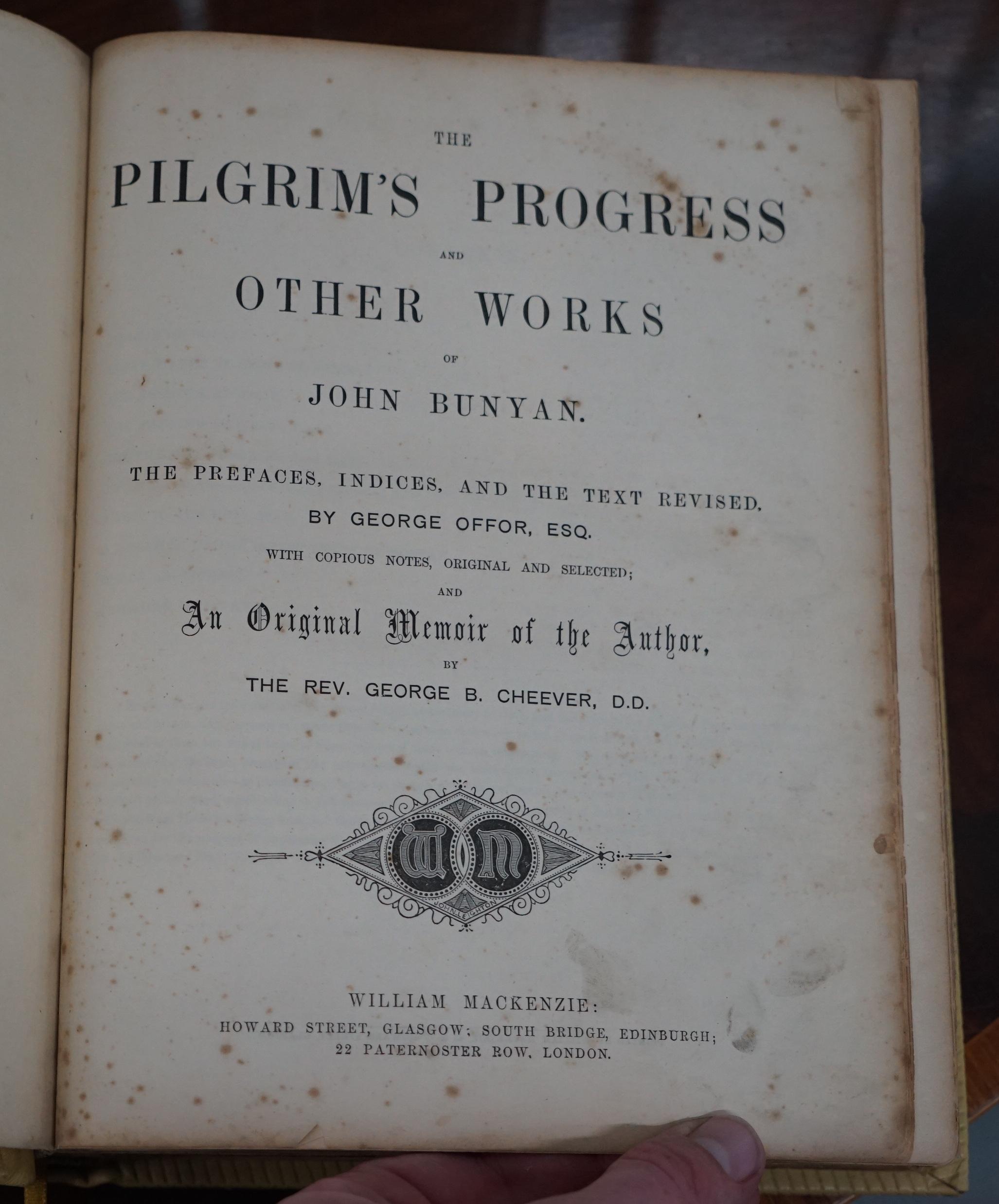 19th Century Rare 1872 Edition of the Pilgrim's Progress and Other Works of John Bunyan For Sale