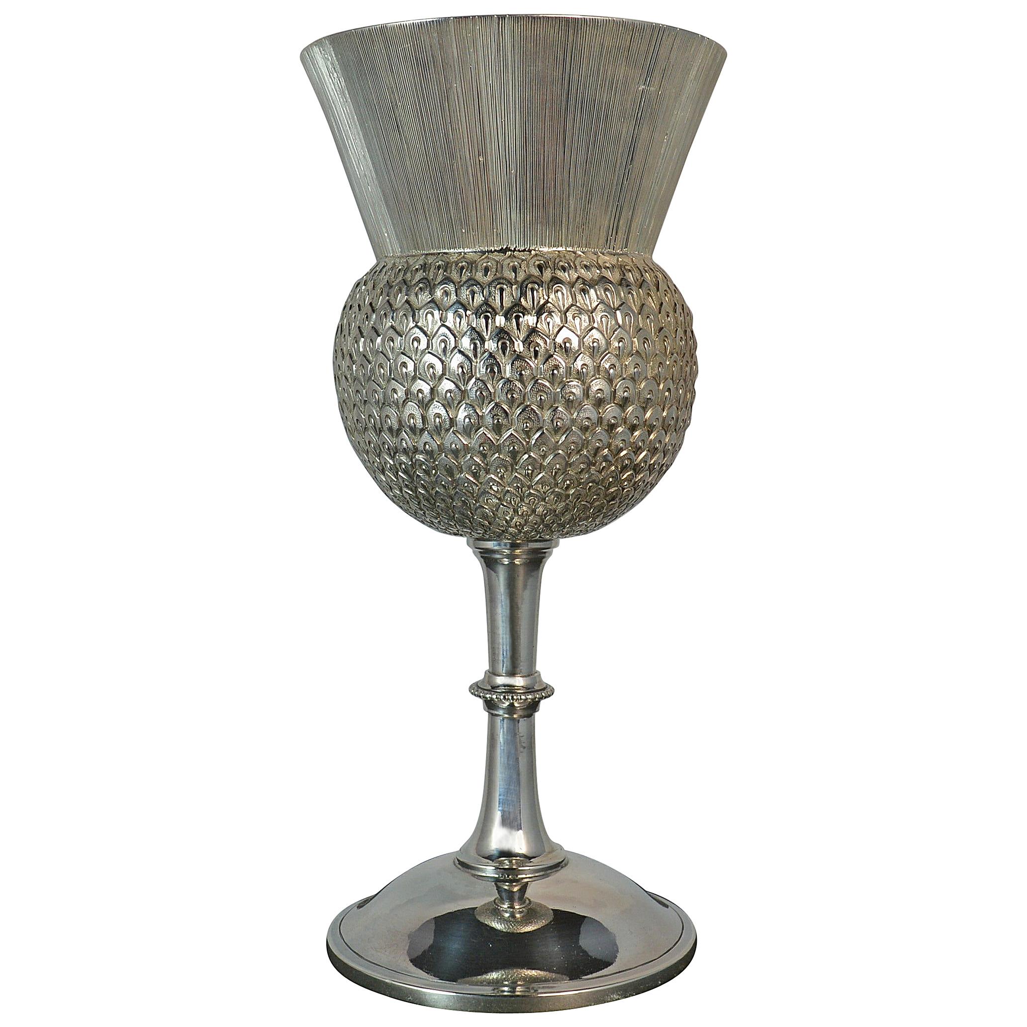 Rare 1872 Victorian Solid Silver Thistle Shaped Drinking Vessel Goblet Chalice