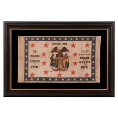 Rare 1876 Centennial Banner with Liberty Bell and Flags