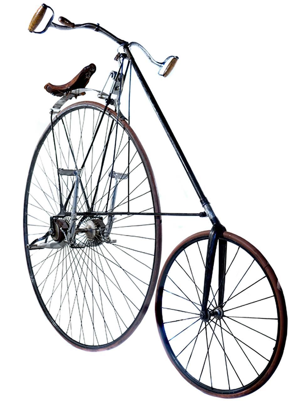 42 inch wheel, two speed Pony Star by H. B. Smith Machine Company of Smithville, New Jersey.

The reverse penny-farthing was a revolutionary design and considered one of the first safety bicycles. The Smithsonian has an example on display. The
