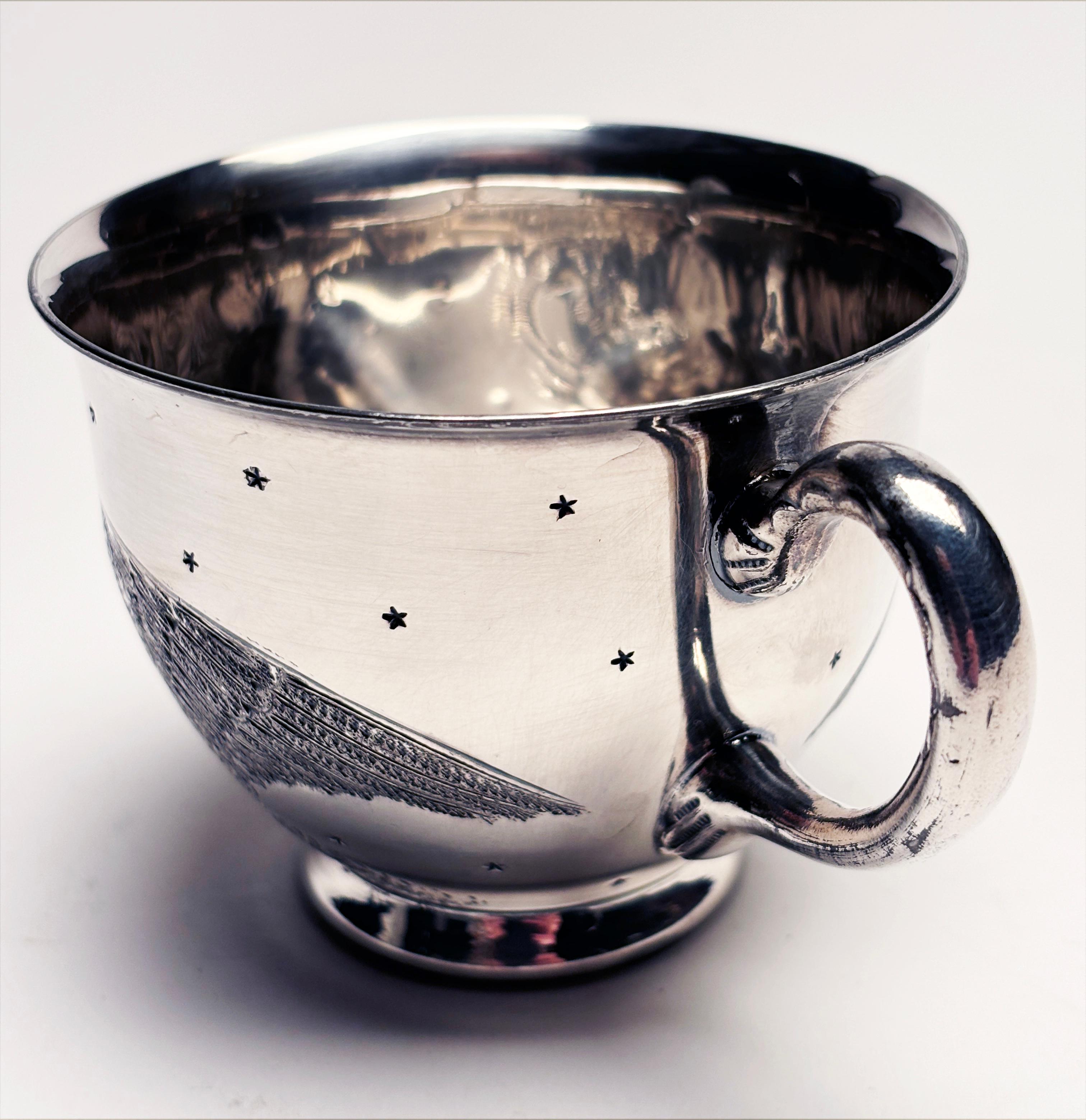 Rara taza de té de 1880 de plata esterlina con la inscripción Stars & Bird de West Silver Co. en venta 5