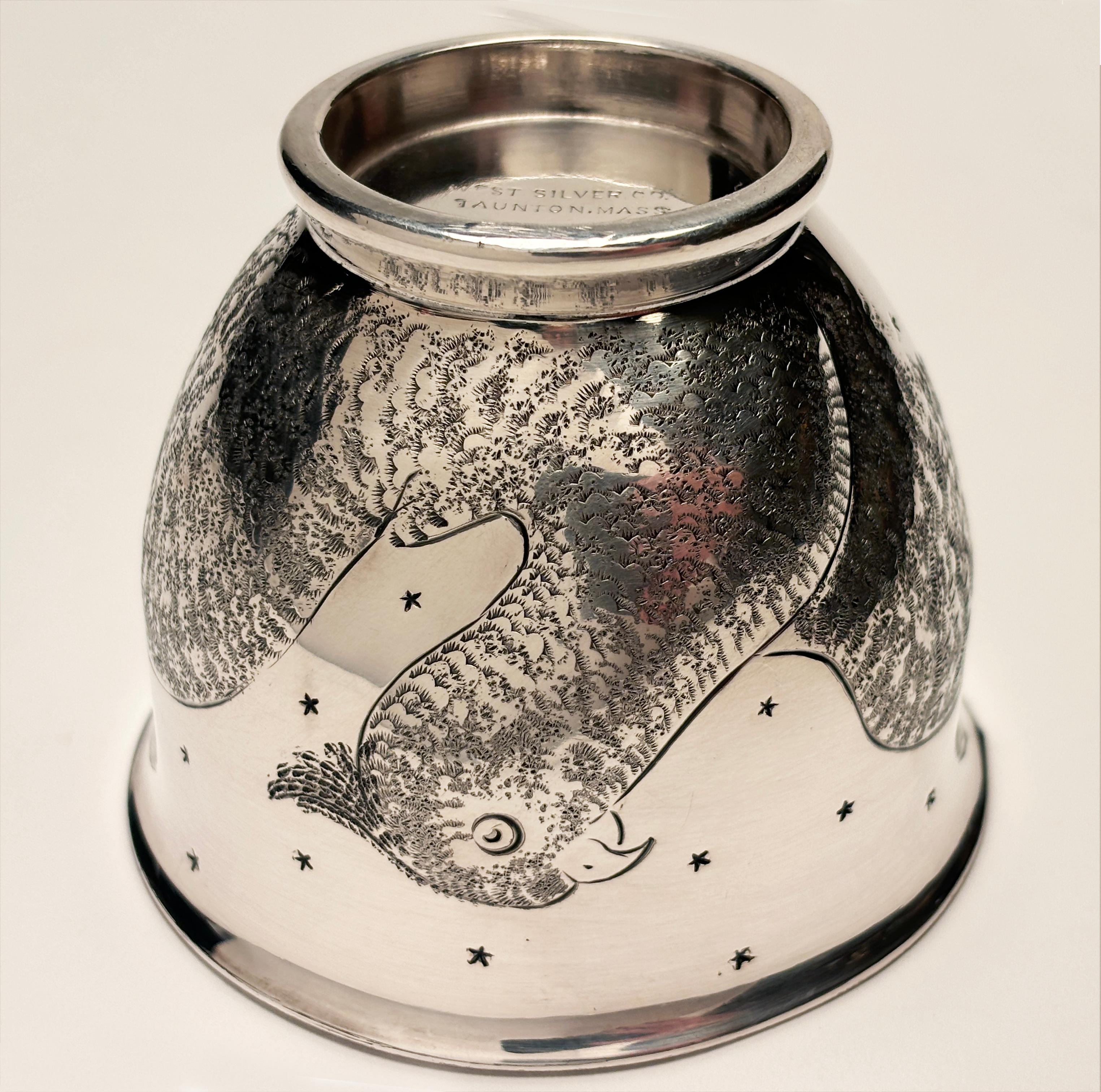 Rara taza de té de 1880 de plata esterlina con la inscripción Stars & Bird de West Silver Co. en venta 8