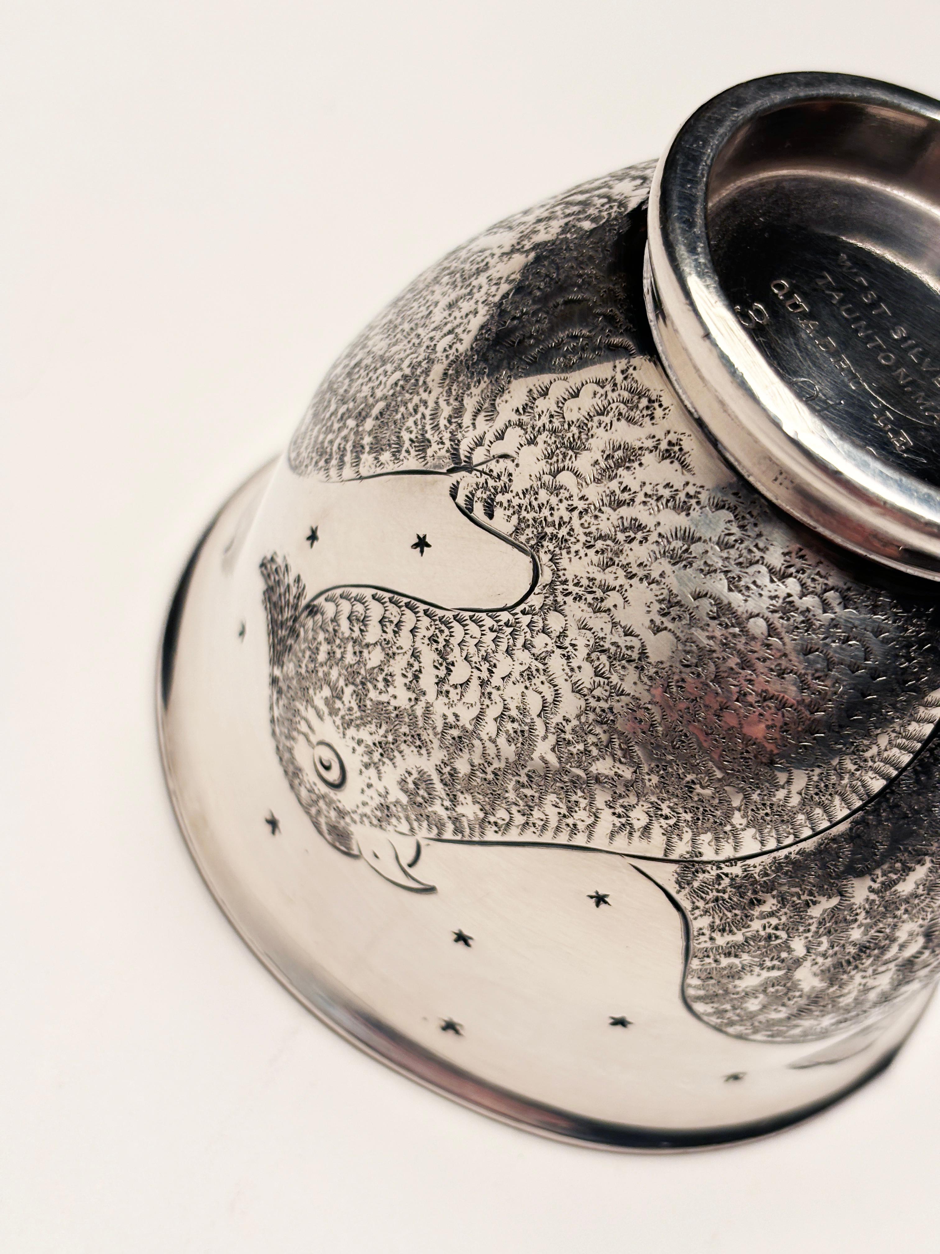 Rara taza de té de 1880 de plata esterlina con la inscripción Stars & Bird de West Silver Co. en venta 9
