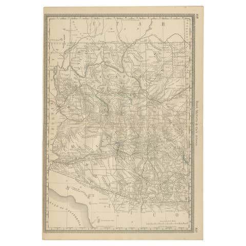 Rare 1888 Map of Arizona – Railroads, Mines & Early Frontier Settlements