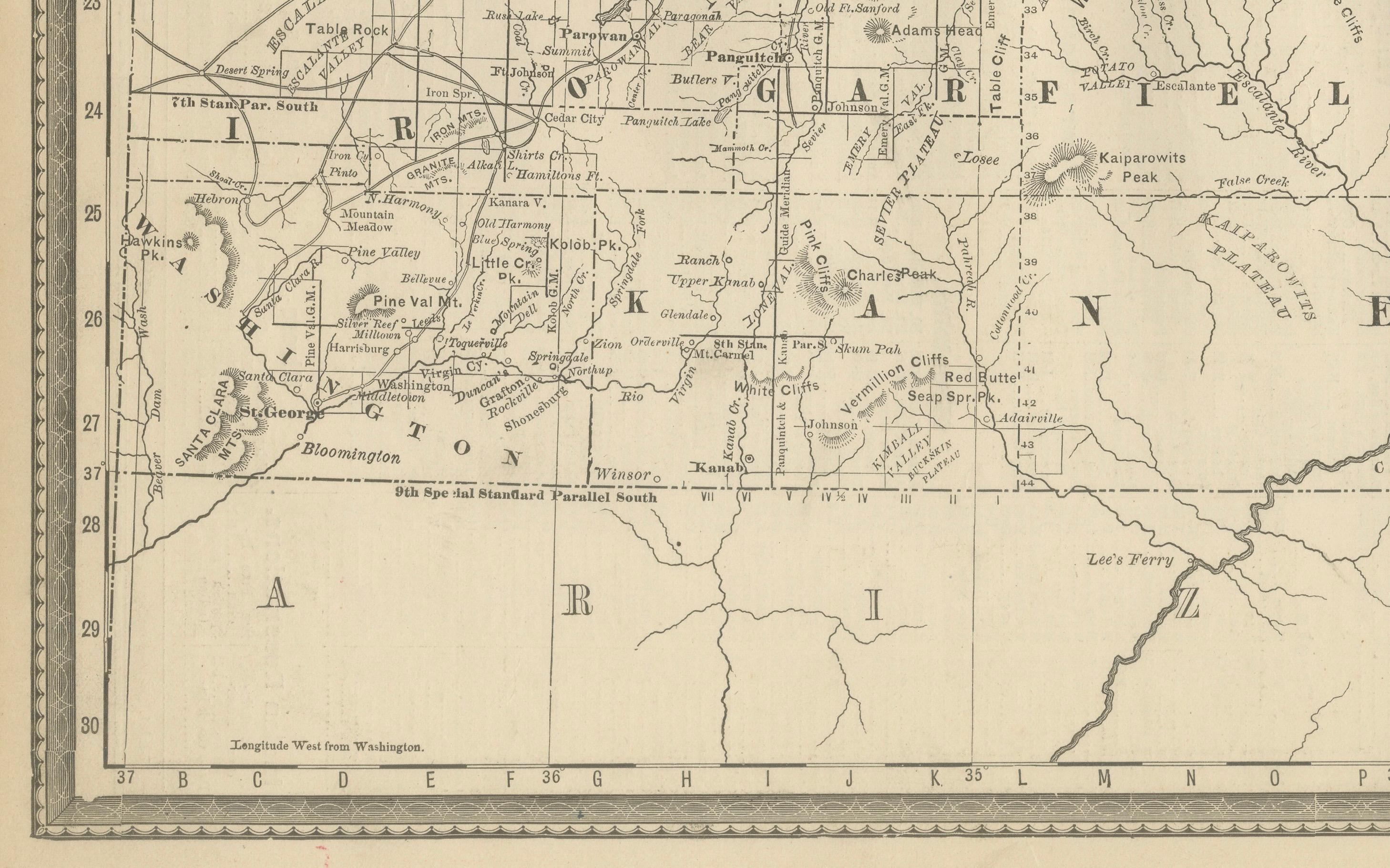 Inciso Rara mappa dello Utah del 1888 - Ferrovie, contee e Grande Lago Salato dello Stato dell'Alveare in vendita