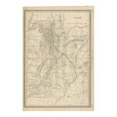 Rara mappa dello Utah del 1888 - Ferrovie, contee e Grande Lago Salato dello Stato dell'Alveare