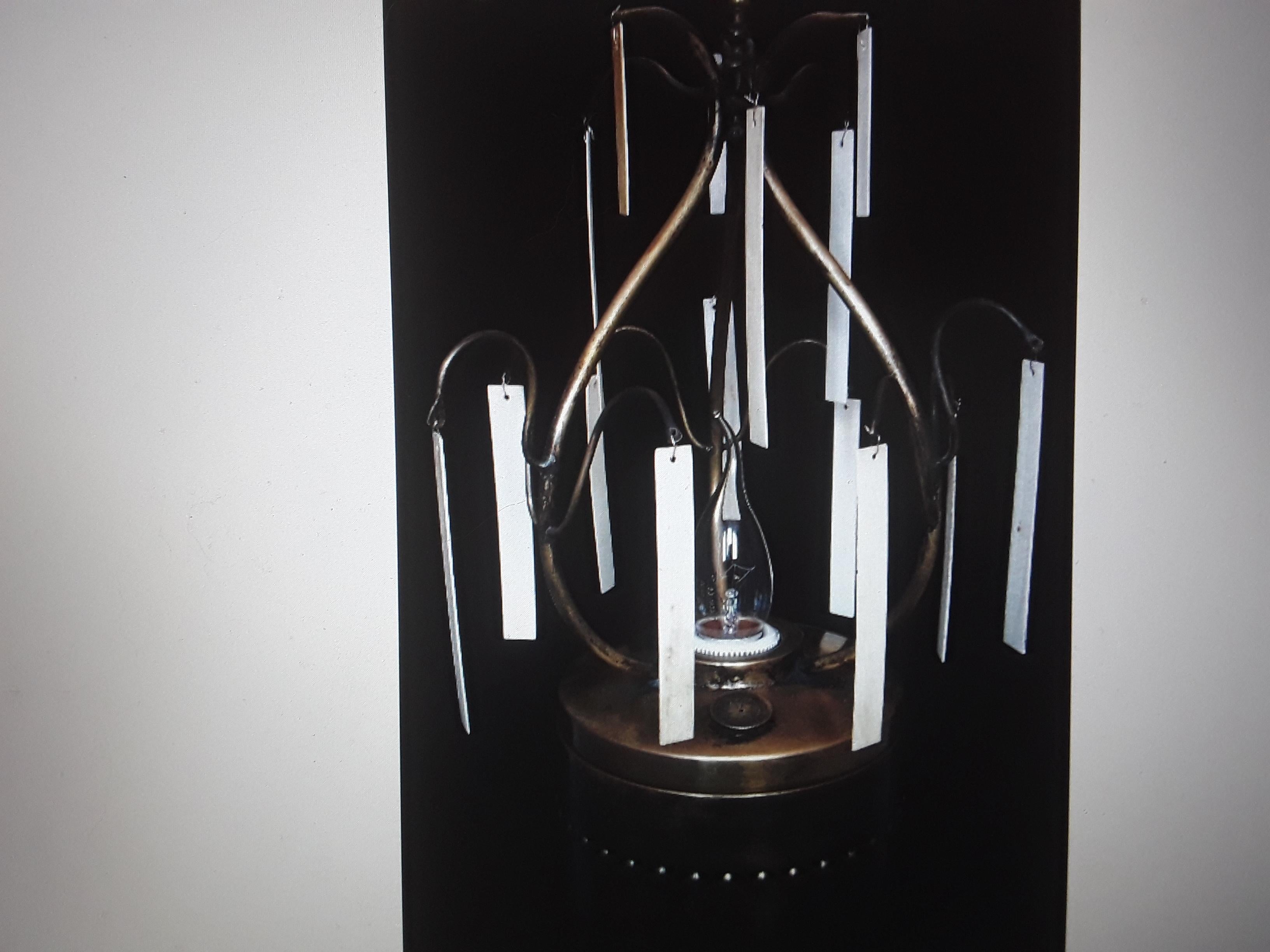 Rare 1890 German Jugendstil Arts & Crafts Oil Lamp Now Electric With Bone Slabs For Sale 5