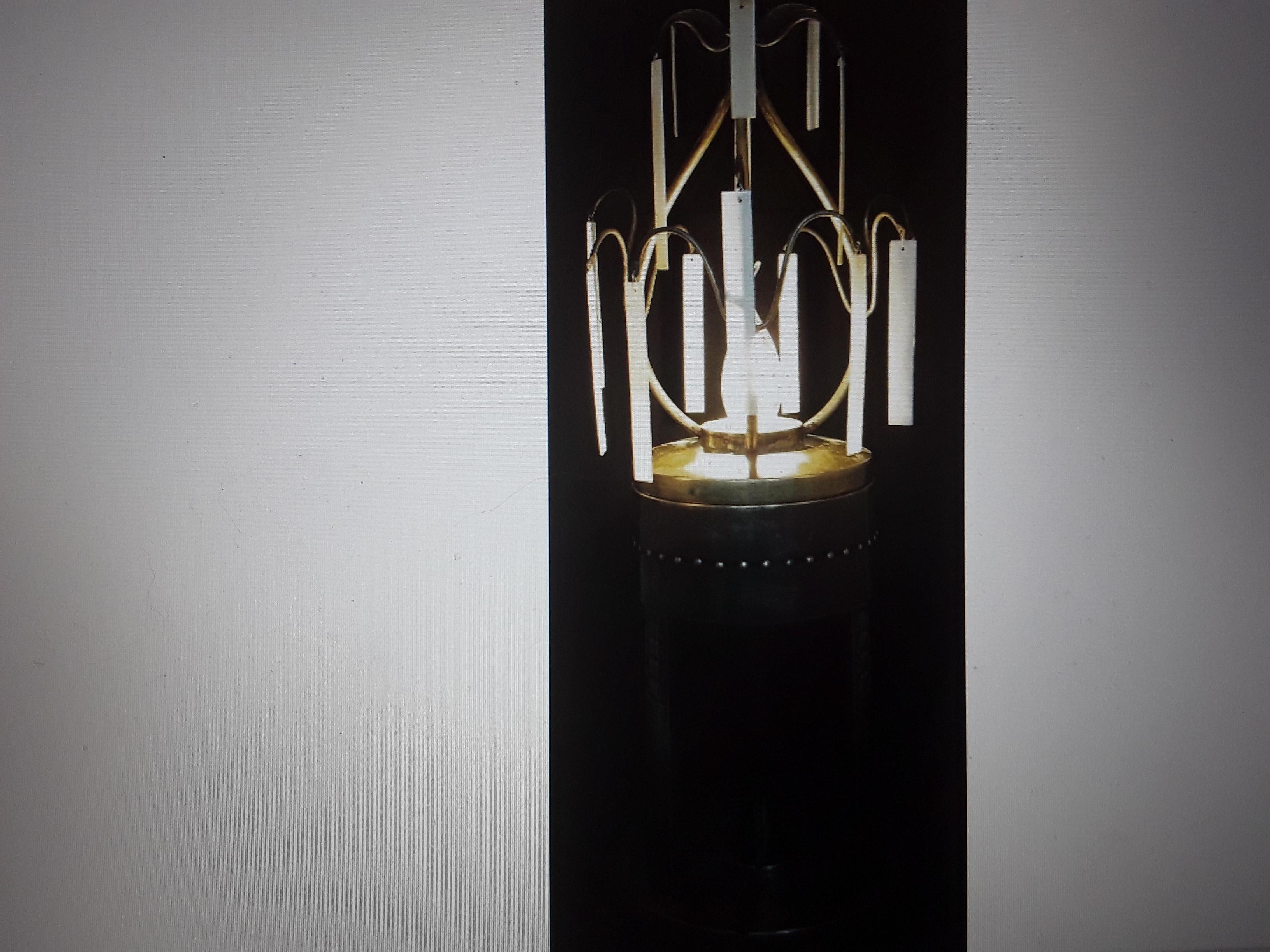 Rare lampe à huile allemande Jugendstil Arts & Crafts de 1890, désormais électrique avec dalles en os en vente 7
