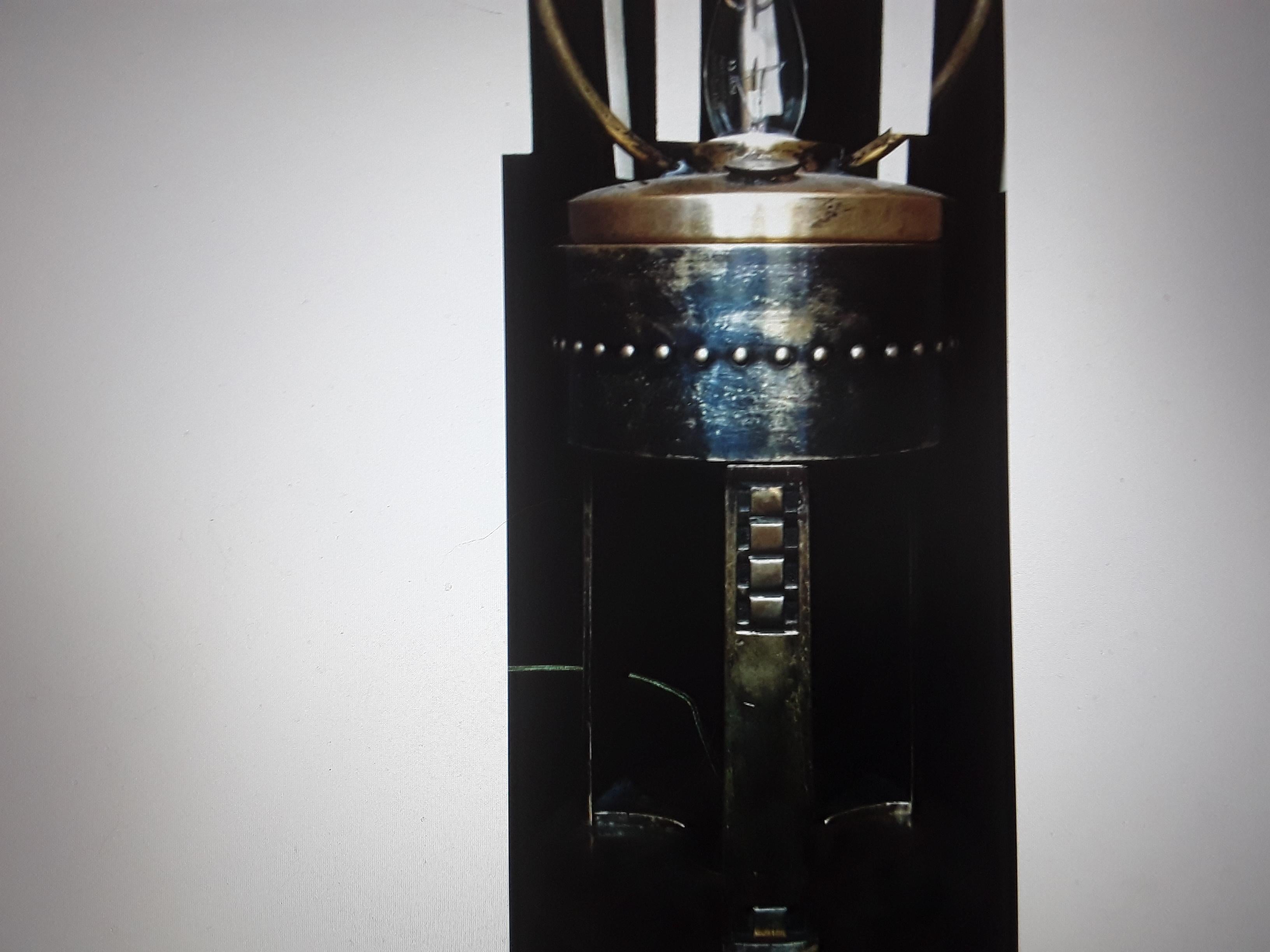 Rare lampe à huile allemande Jugendstil Arts & Crafts de 1890, désormais électrique avec dalles en os en vente 1