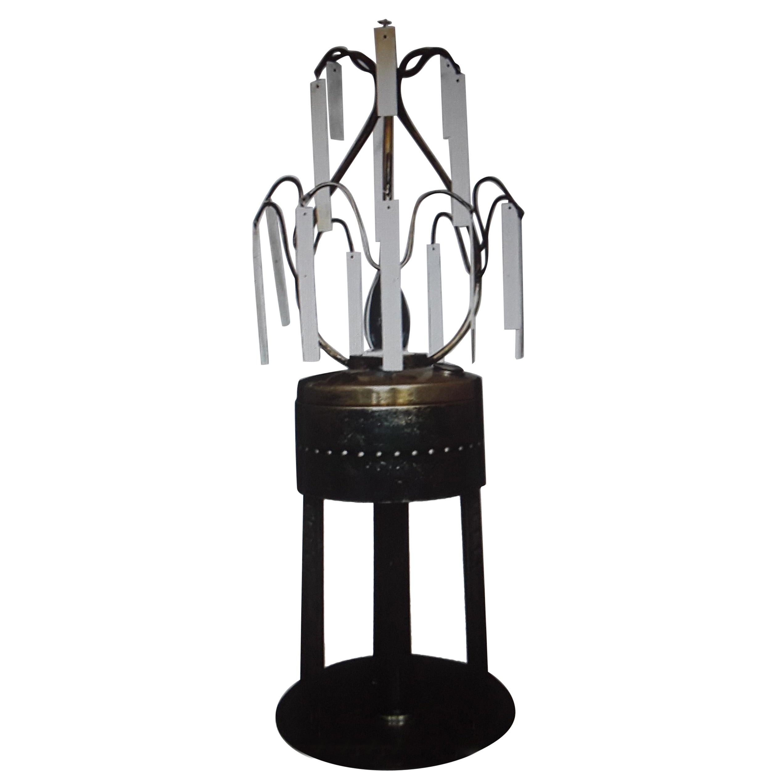Rara lampada ad olio Jugendstil tedesca del 1890, ora elettrica, con lastre di osso in vendita
