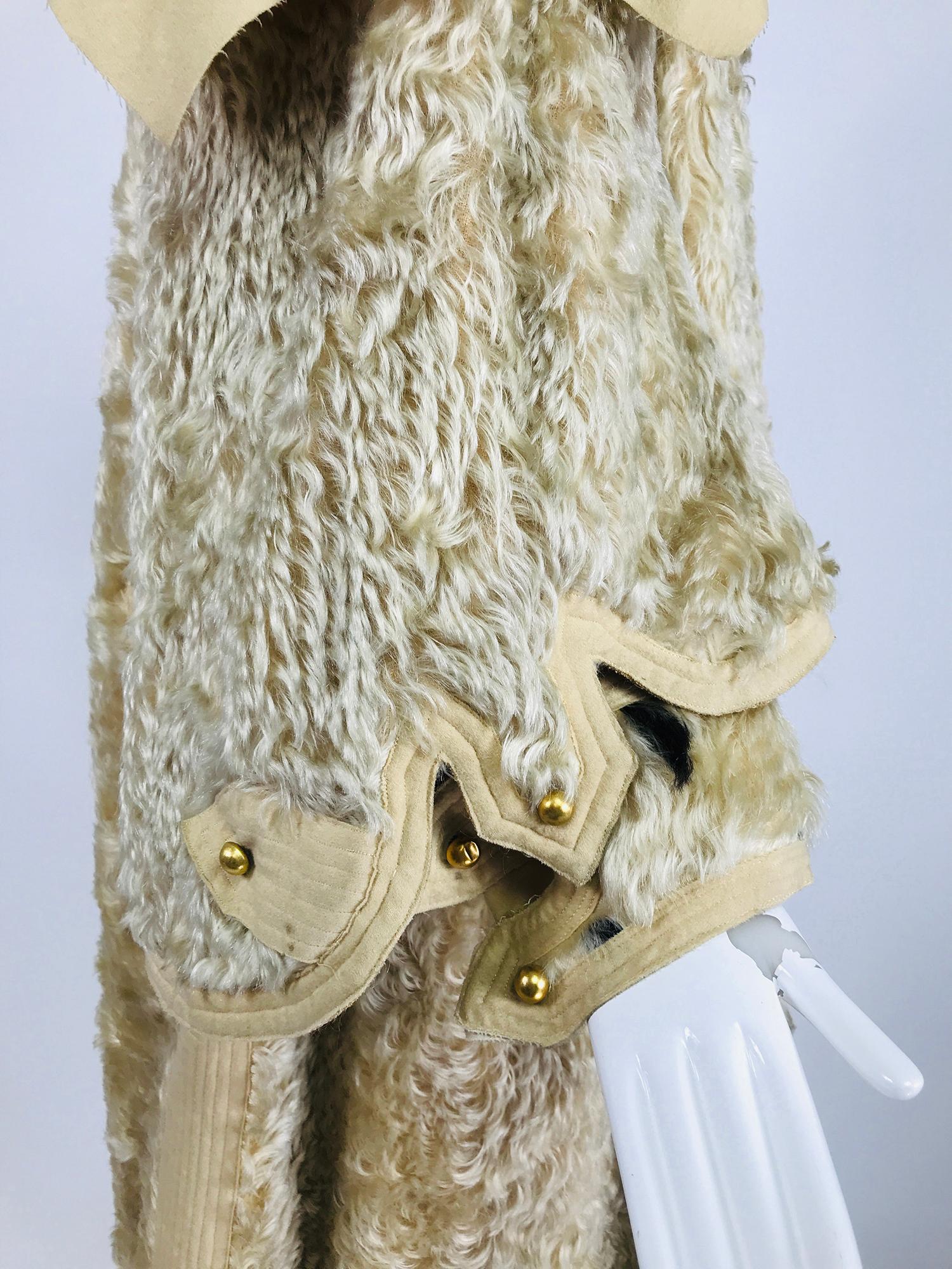 Rare 1890s Women's Cream Shaggy Mohair and Wool Winter Over Coat  For Sale 4