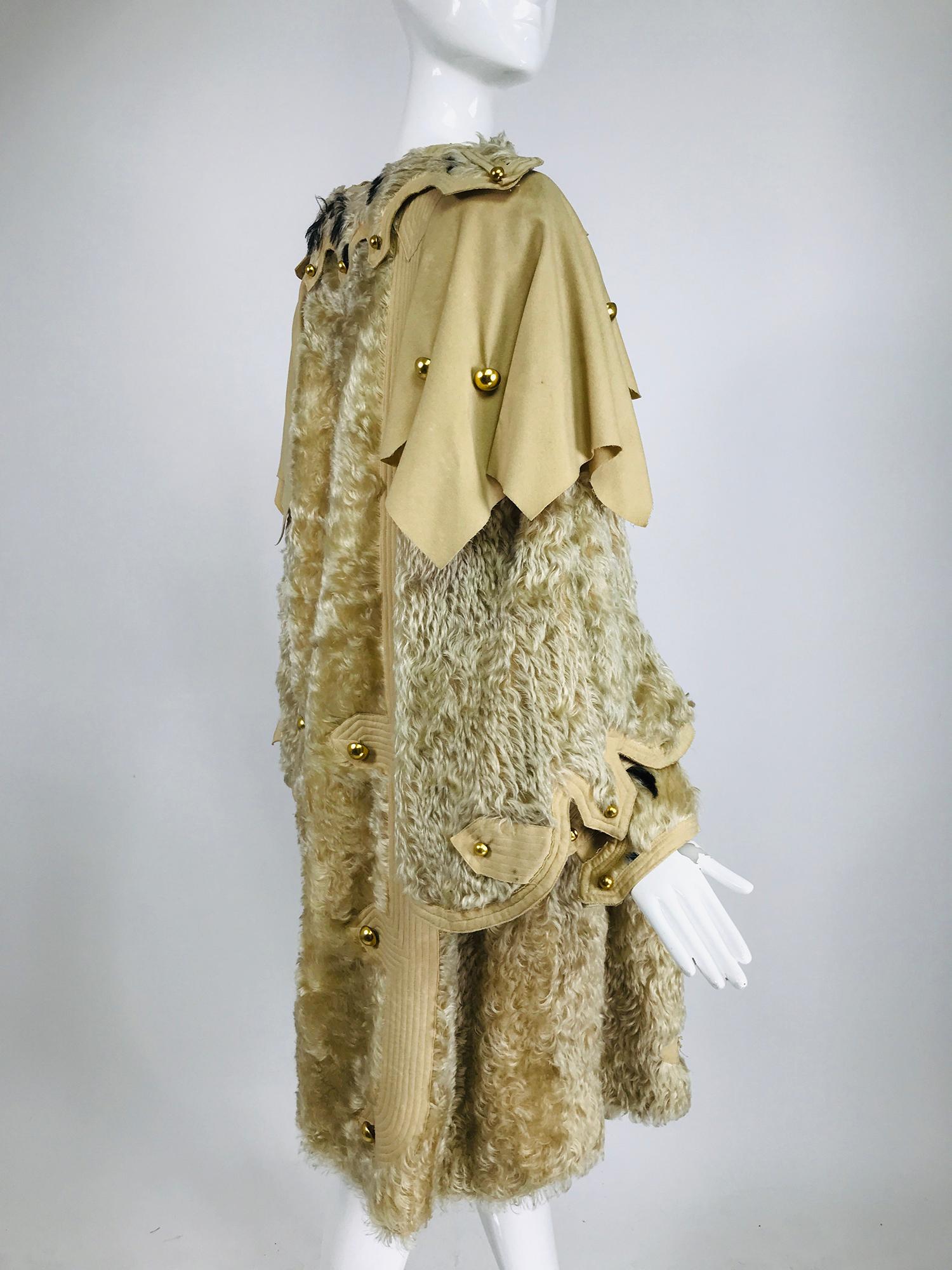 Rare 1890s Women's Cream Shaggy Mohair and Wool Winter Over Coat  For Sale 1