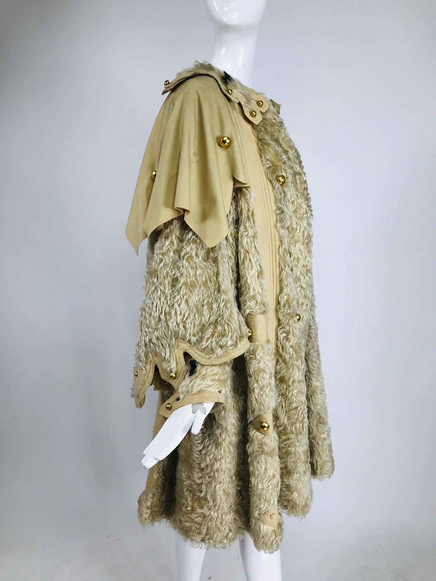 Rare 1890s Women's Cream Shaggy Mohair and Wool Winter Over Coat  For Sale 2