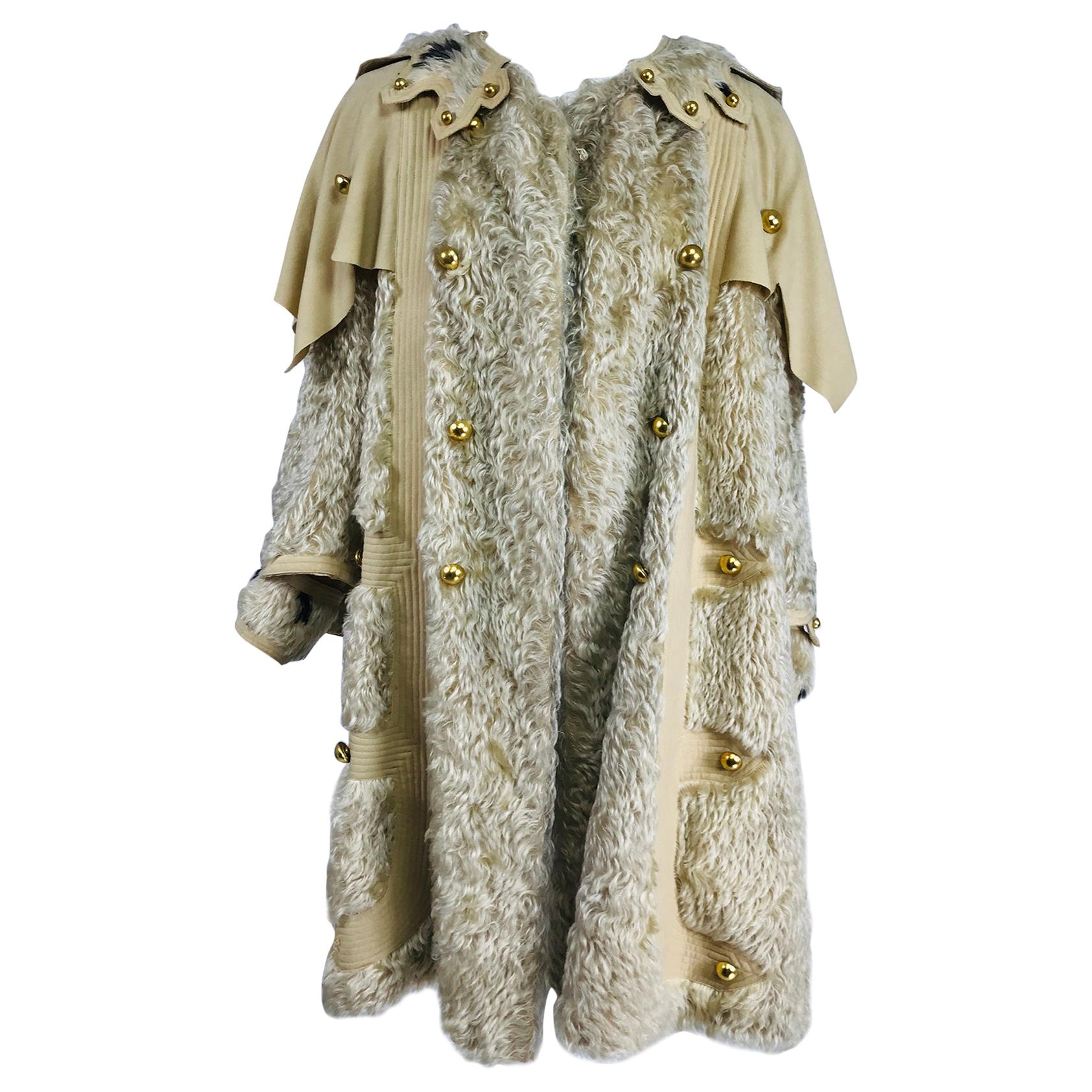 Rare 1890s Women's Cream Shaggy Mohair and Wool Winter Over Coat