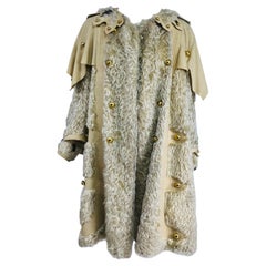 Rare manteau d'hiver pour femme en laine et mohair crème et hirsute, années 1890