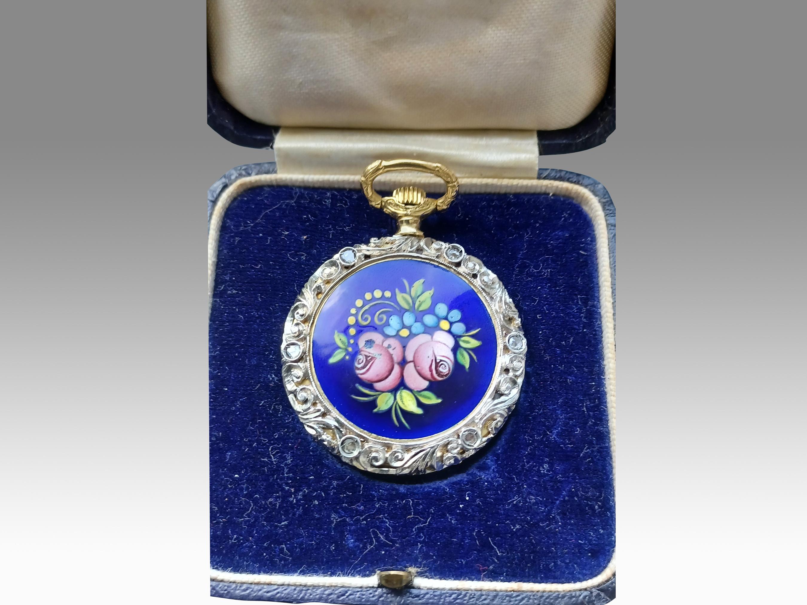 Rare 18ct Ruby and Diamond Pocket Watch with Elaborate Mountings and Jewels For Sale 6