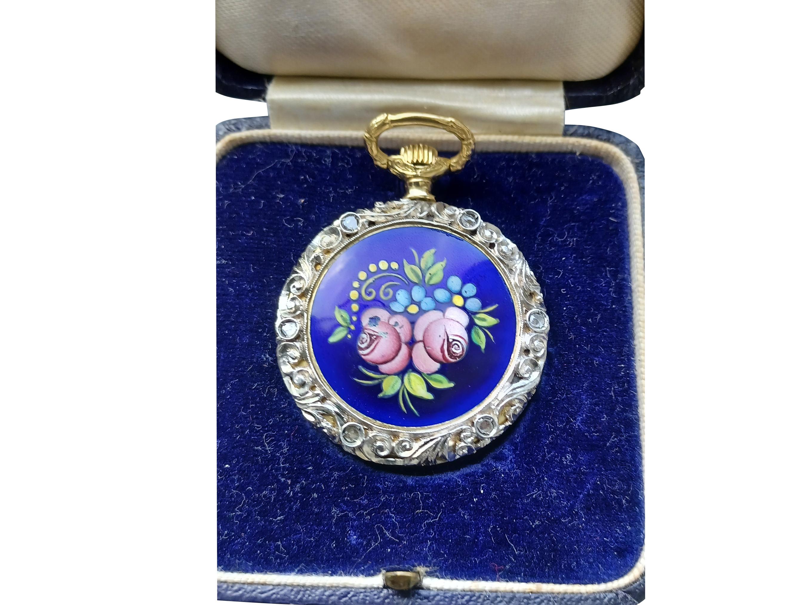 Rare 18ct Ruby and Diamond Pocket Watch with Elaborate Mountings and Jewels For Sale 9