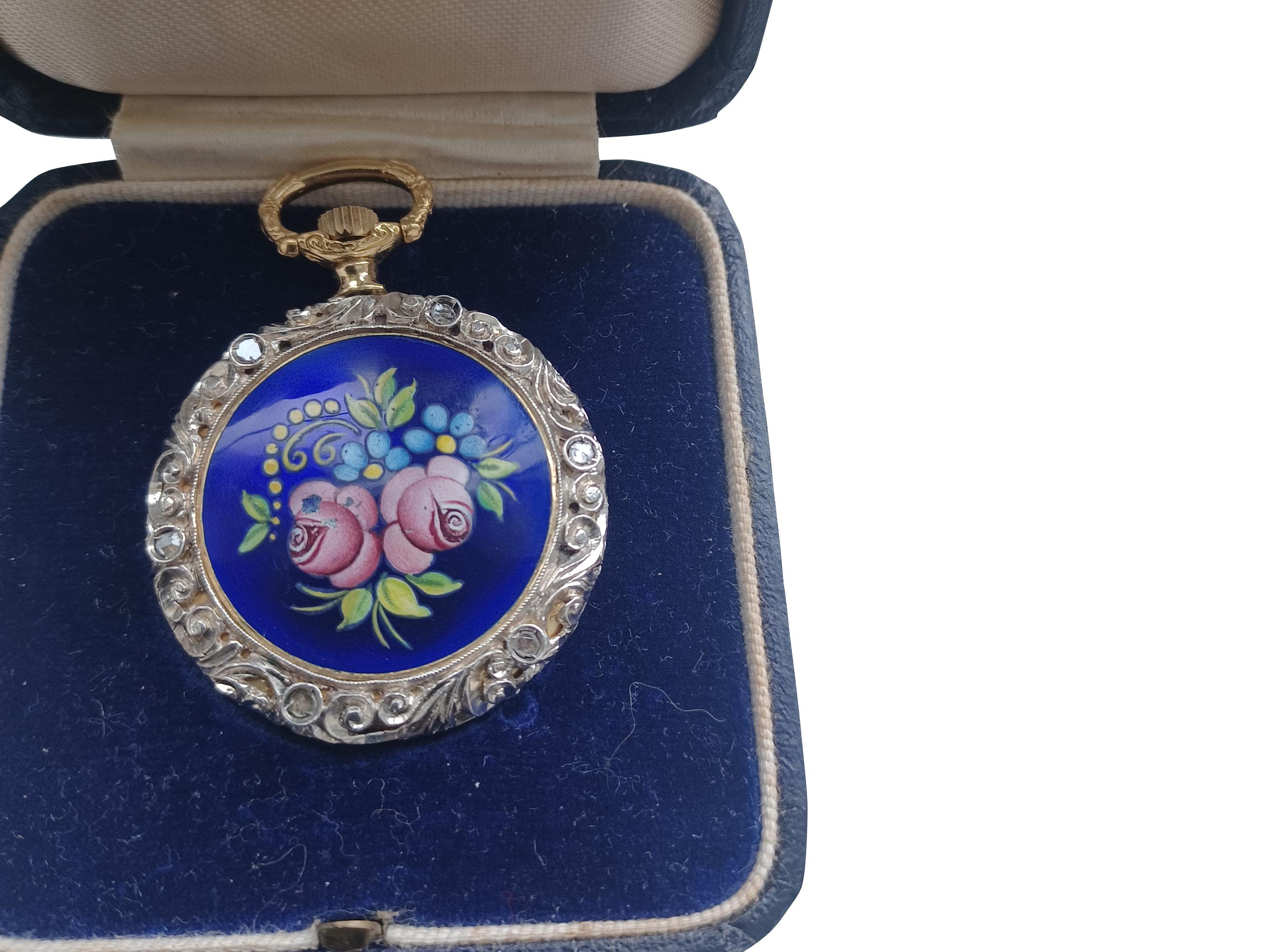 Rare 18ct Ruby and Diamond Pocket Watch with Elaborate Mountings and Jewels For Sale 10