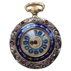 Rare 18ct Ruby and Diamond Pocket Watch with Elaborate Mountings and Jewels