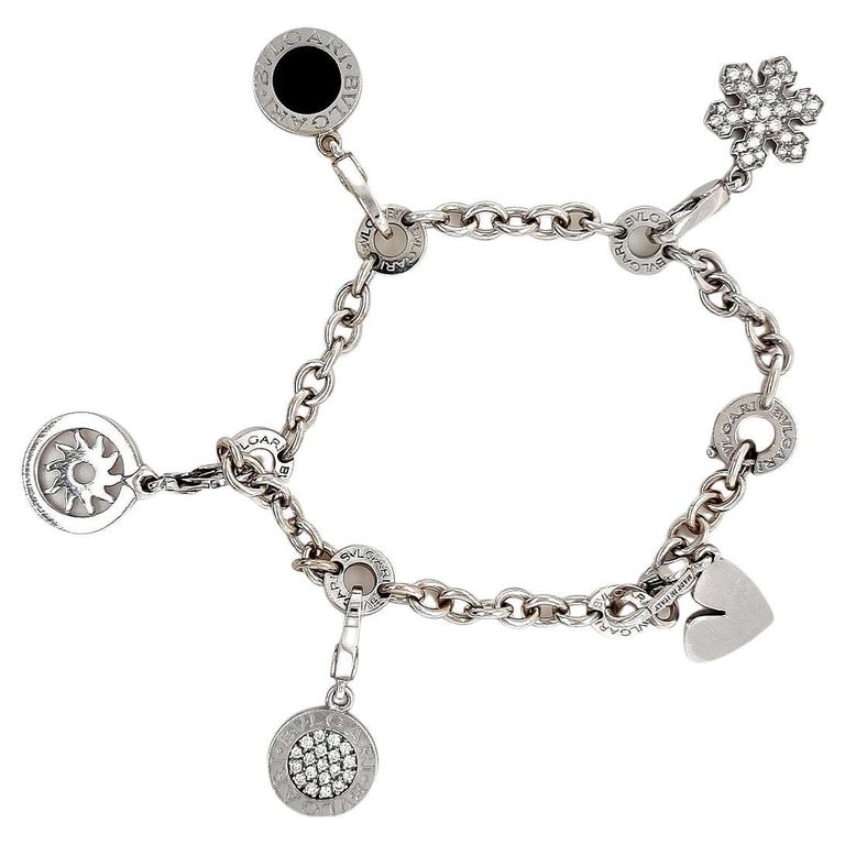 Rare 18ct White Gold Bvlgari Charm Bracelet For Sale at 1stDibs