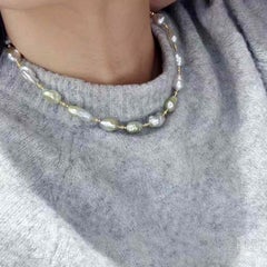 RARE! 18k Gold Aurora 9-12mm KESHI Pearl Necklace