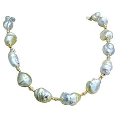 RARE! 18k Gold Aurora 9-12mm KESHI Pearl Necklace
