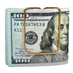 Rare 18k Gold French Cartier Art Deco Money Clip with Watch & Compass Attached