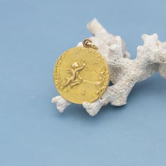 Rare 18k gold good luck cherub charm - Love family token - 1900's porte bonheur