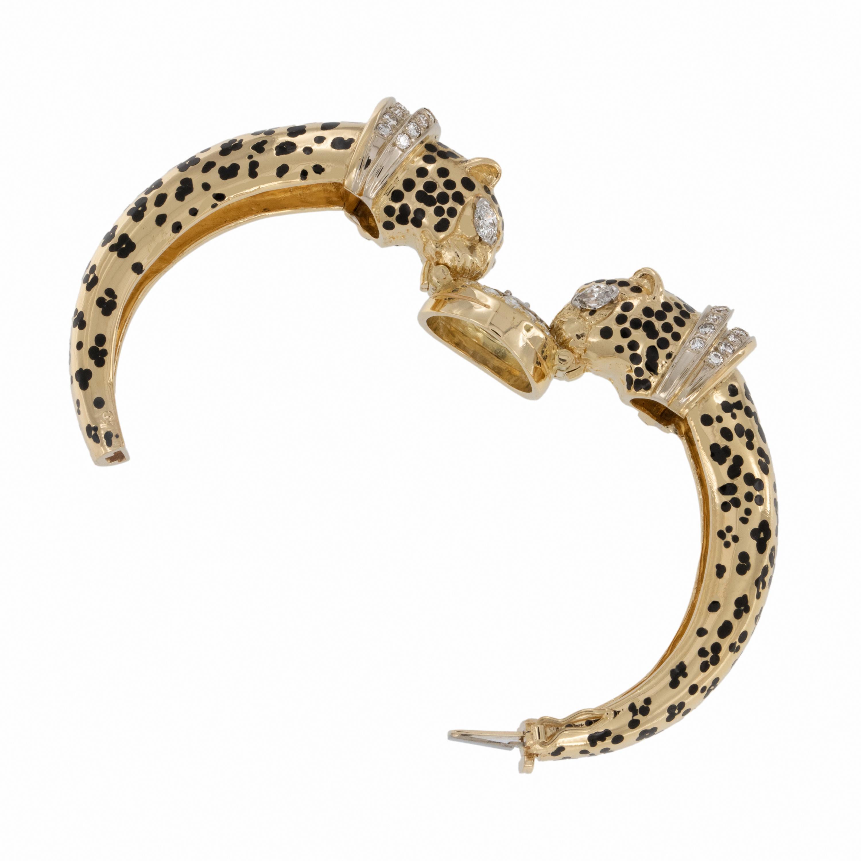 Selten, 18k  Gelbgold 4,10 Karat Gesamter Pantherarmband mit Diamanten von Emis Beros (Rundschliff) im Angebot