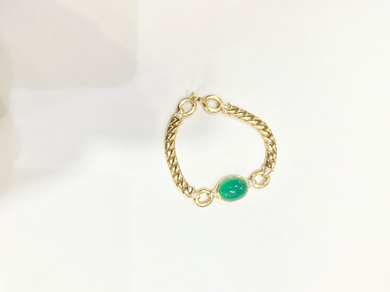 Rare parure maçonnique en or jaune 18 carats avec chrysoprase et diamants naturels en vente 5