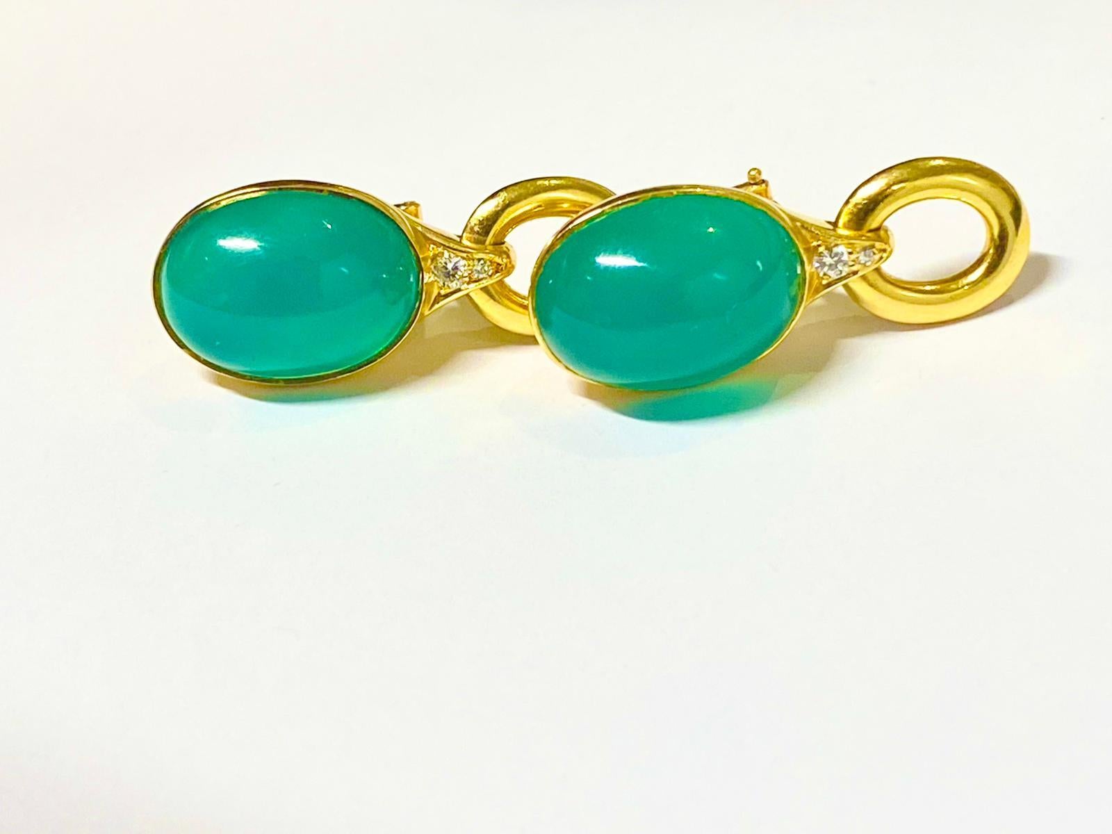 Rare parure maçonnique en or jaune 18 carats avec chrysoprase et diamants naturels en vente 6