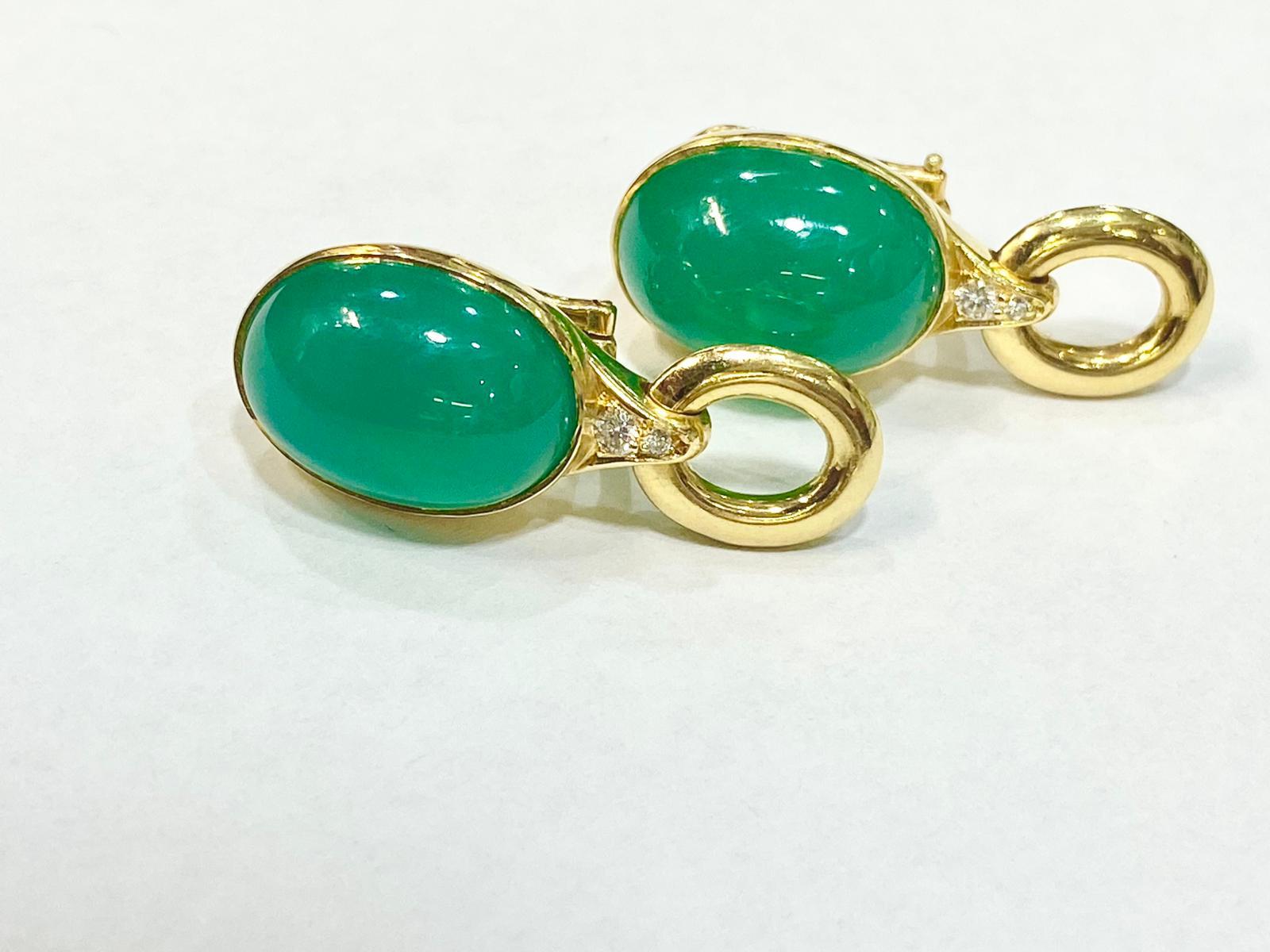 Rare parure maçonnique en or jaune 18 carats avec chrysoprase et diamants naturels en vente 7