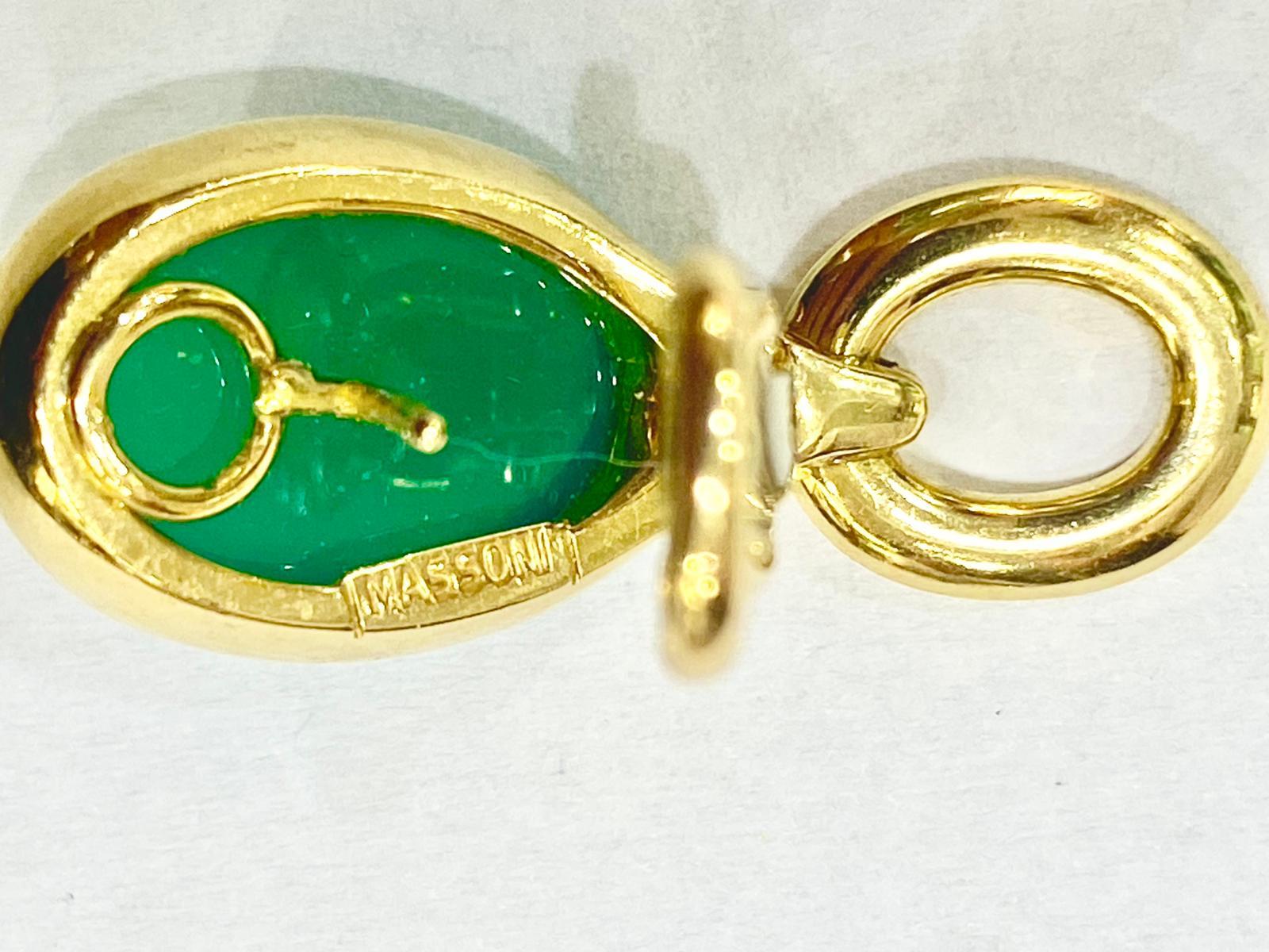 Rare parure maçonnique en or jaune 18 carats avec chrysoprase et diamants naturels en vente 9