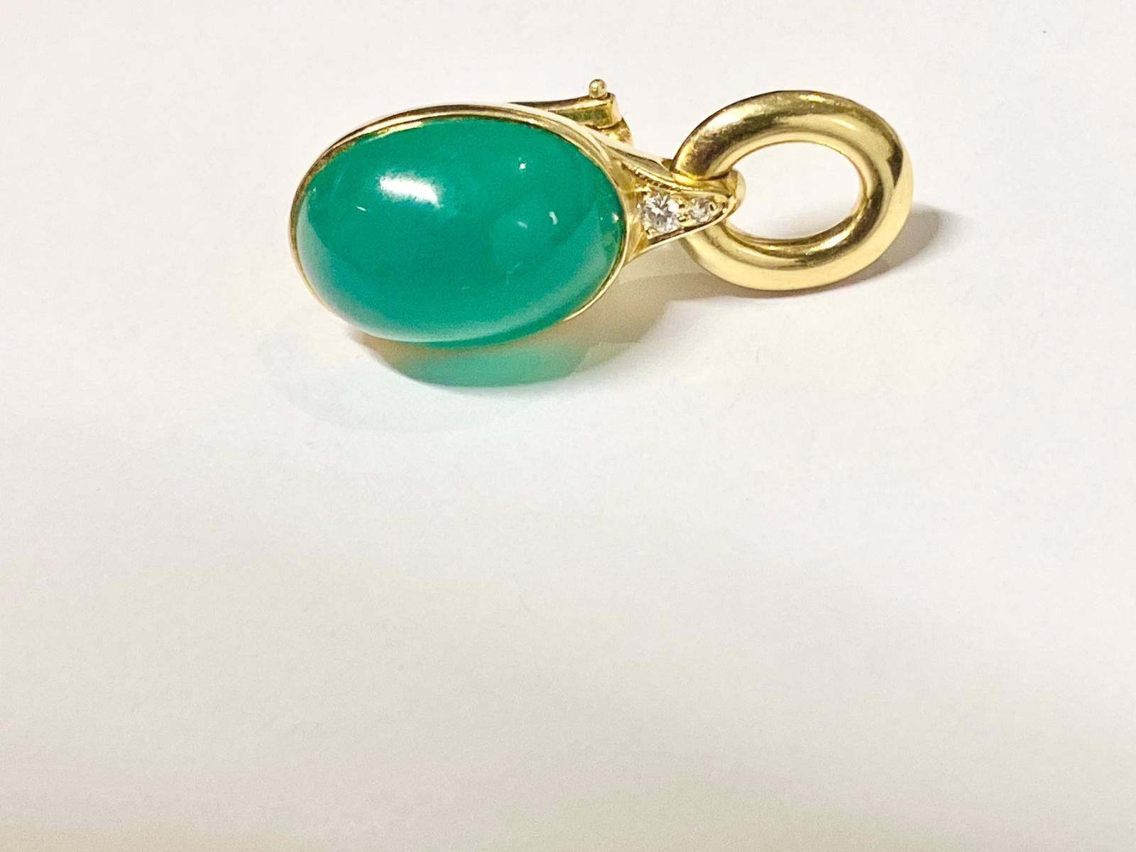 Rare parure maçonnique en or jaune 18 carats avec chrysoprase et diamants naturels en vente 10