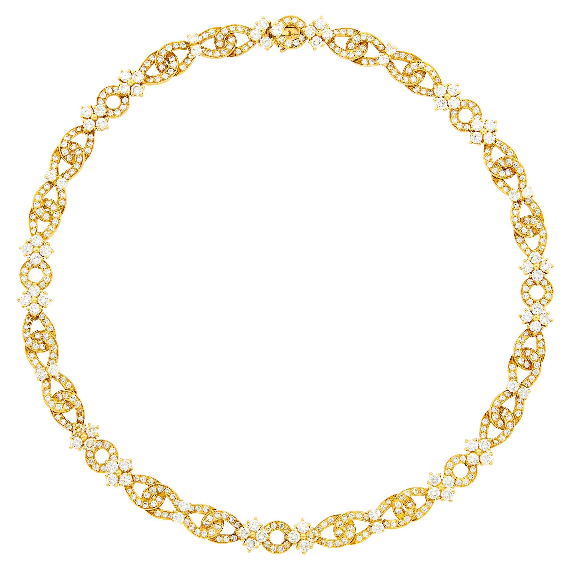 A Rare 18KT Gold Original Van Cleef and Arpels Diamond Necklace. Necklace is comprised of approx 430 Finely Set Glittering Gorgeous Sparkling White Diamonds!! T.C.W. approx 14.50CTS!!! Signed VCA NY and comes with Certified Appraisals. From an