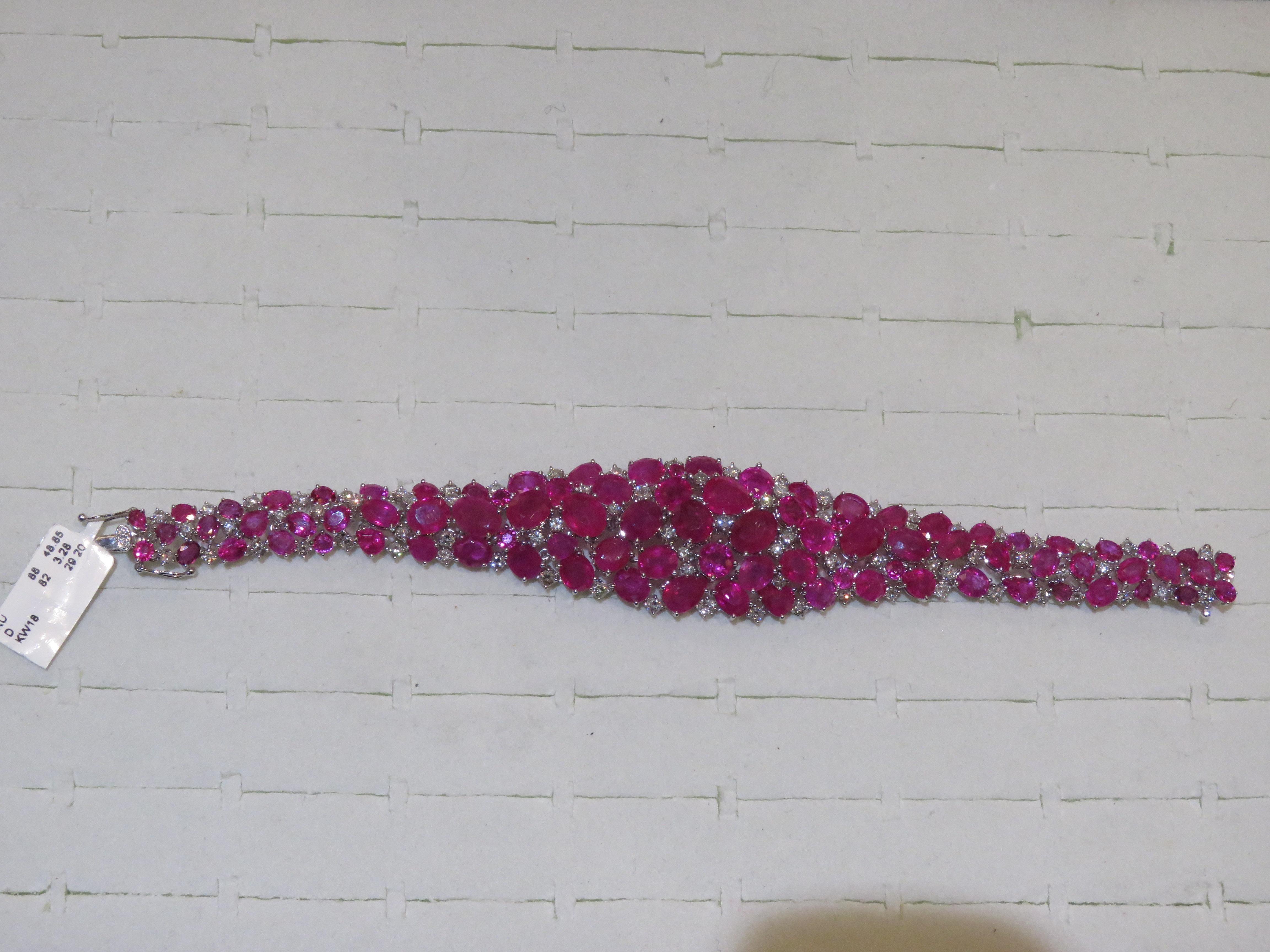 Rare 18KT Gold Van Cleef & Arpels Estate Diamond Necklace and 18KT Ruby Bracelet For Sale 1