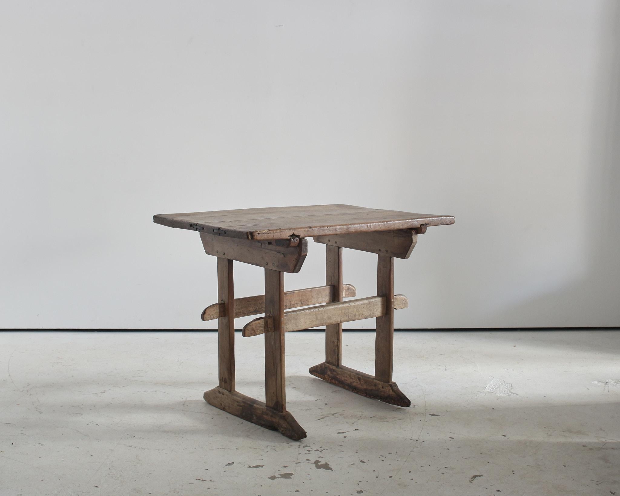 Elm Rare 18Th C. Andorran Mountain Table Wabi Sabi For Sale