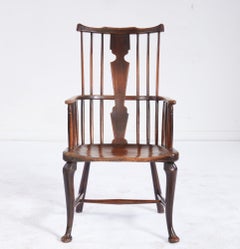 Rare 18th c. English Cabriole Leg Fan Back Windsor Armchair