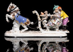 Raro trineo de Meissen del s. XVIII con bufones de la corte Fröhlich y Schmiedel, según Kändler