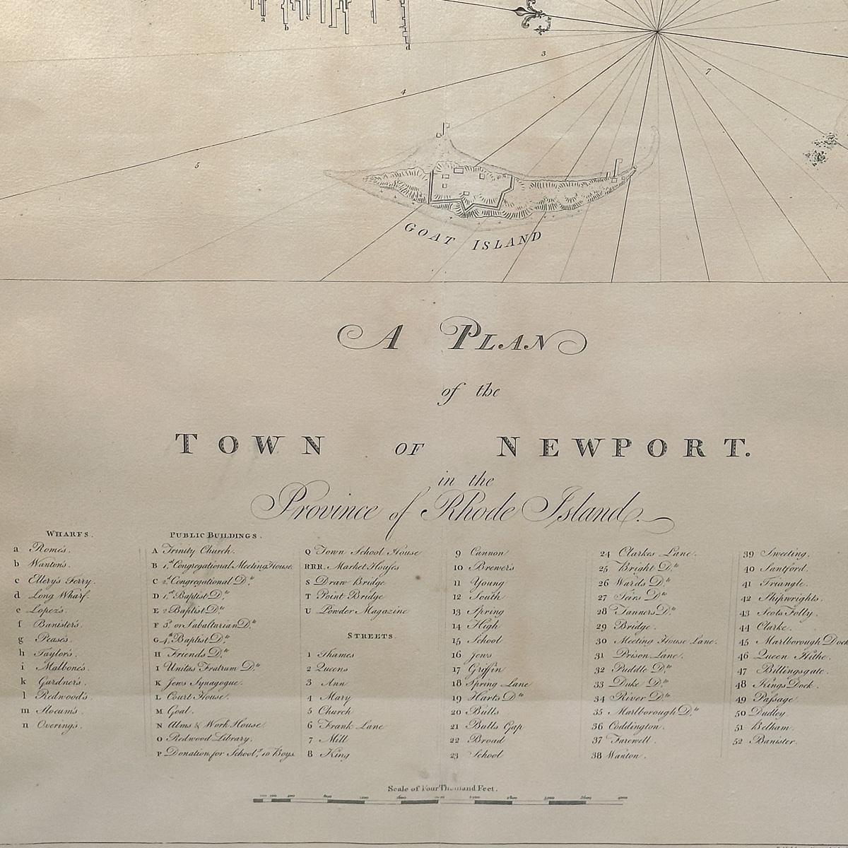 Américain Rare carte de Newport du 18e siècle en vente