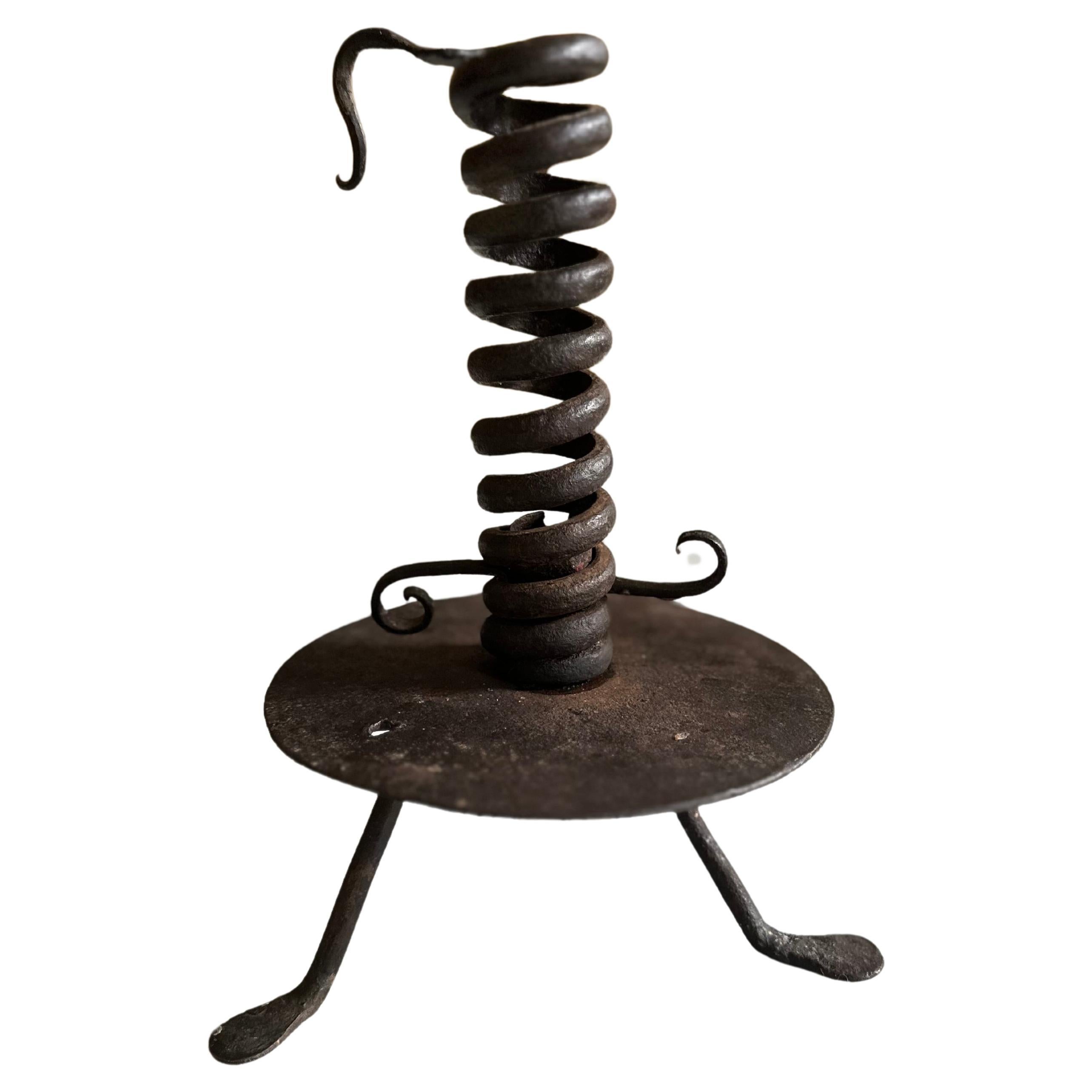 Rare 18th Century Alpine Iron Spiral Candle Holder