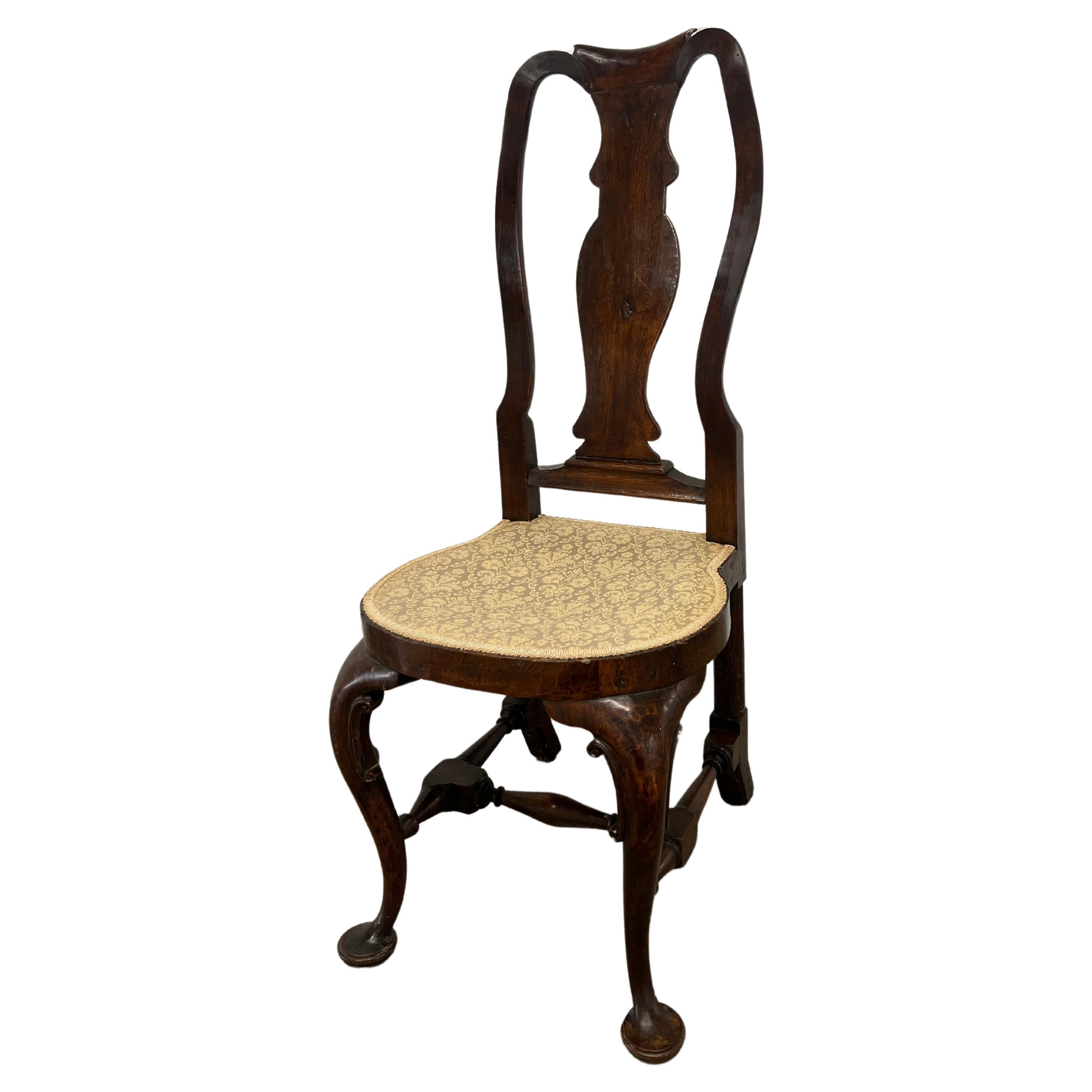 Rare chaise d'appoint Queen Anne américaine ou bermude du 18ème siècle 