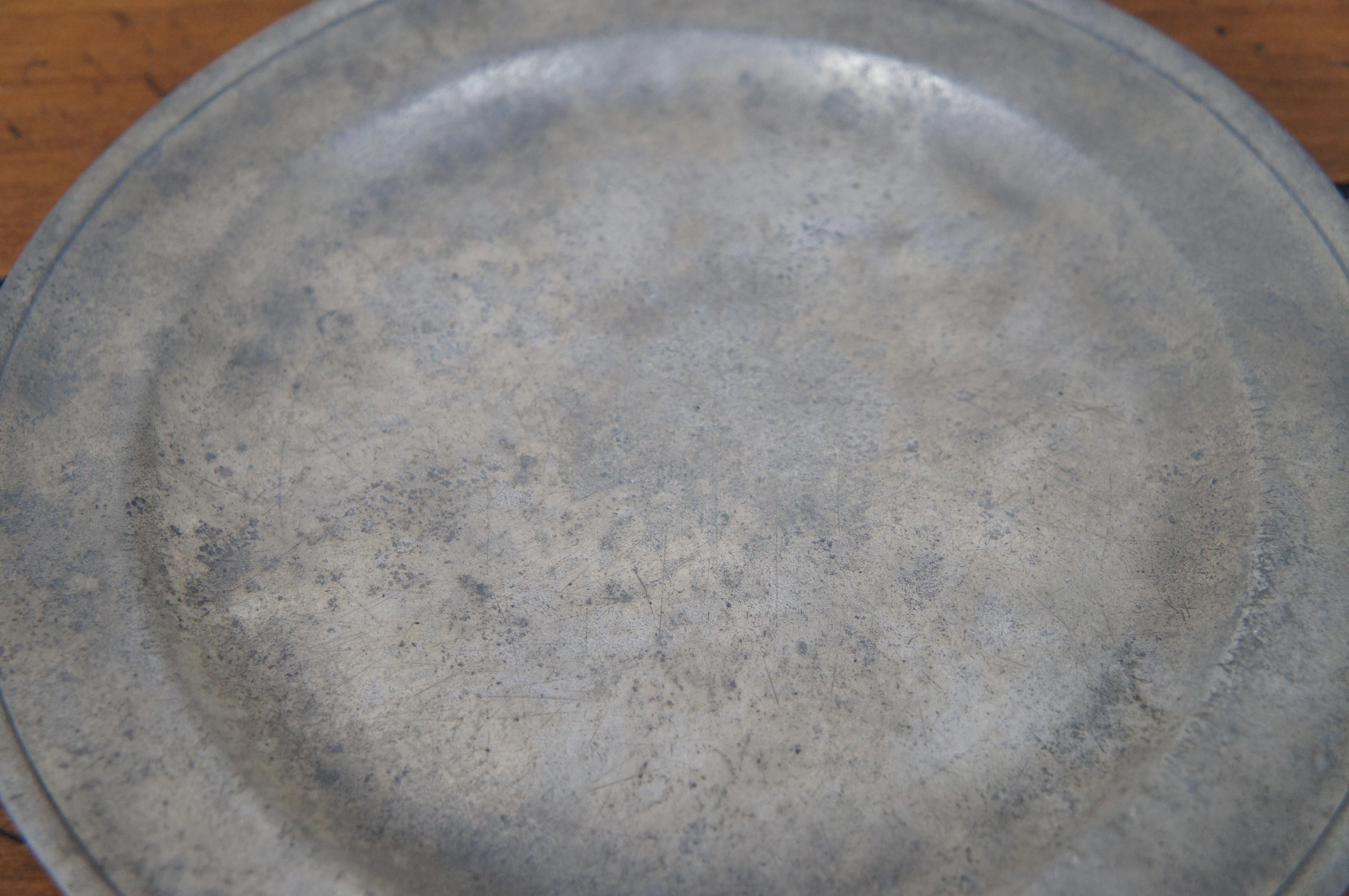 Rare 18th Century Antique Nathaniel Austin American Pewter Plate Dish 2