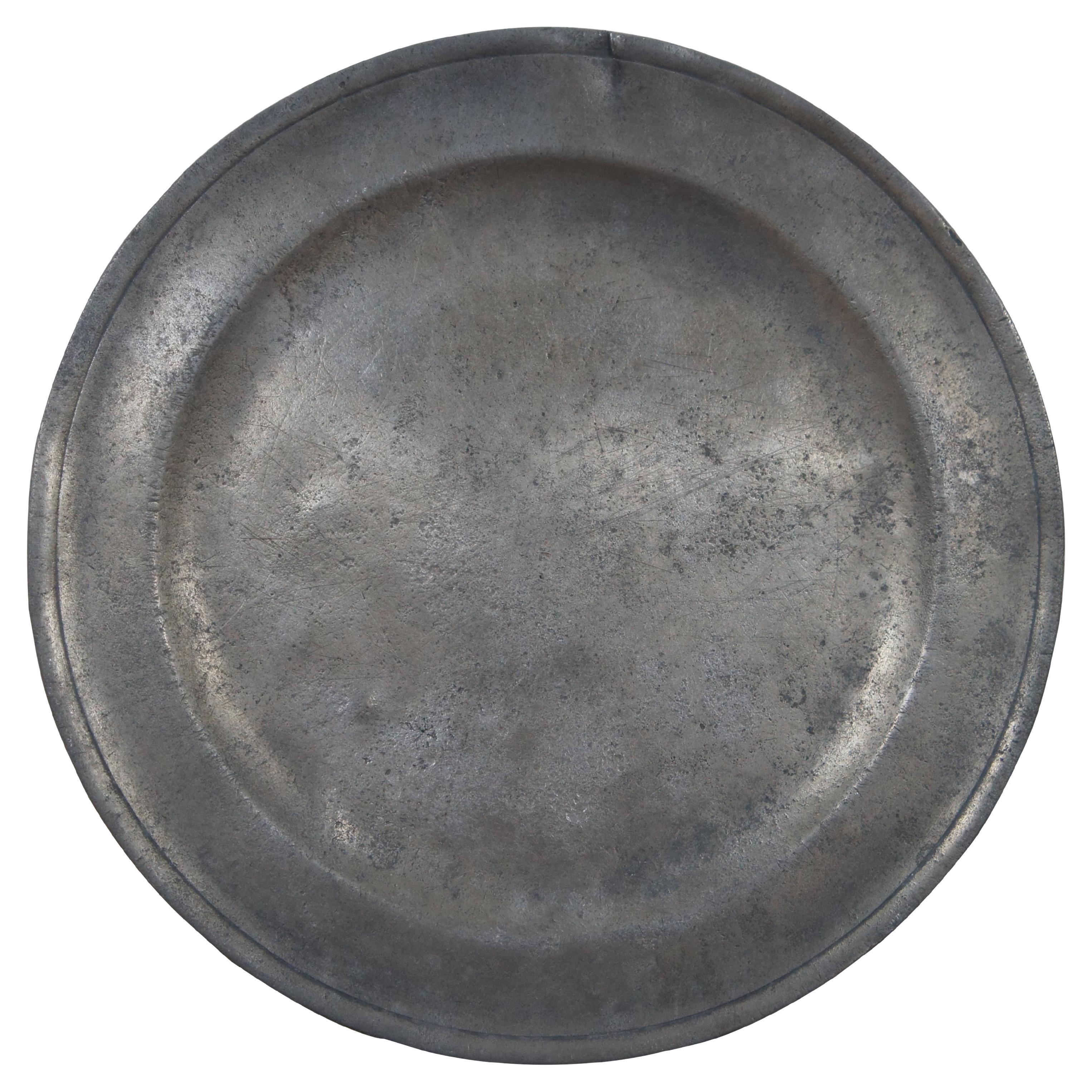 Rare 18th Century Antique Nathaniel Austin American Pewter Plate Dish