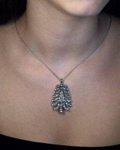 Rare 18th Century Antique Rose Cut Diamond Feather Diadem Necklace