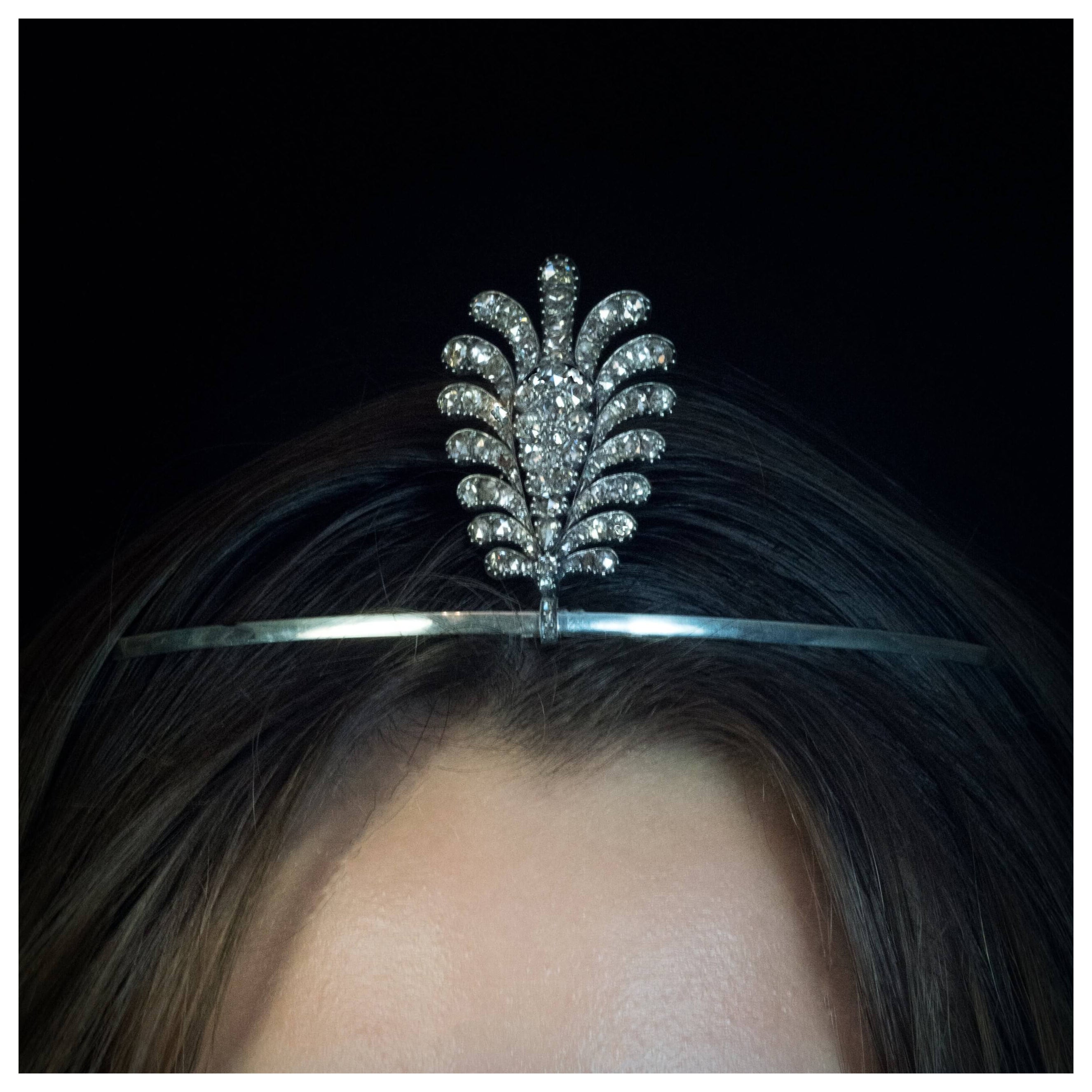 Rare 18th Century Antique Rose Cut Diamond Feather Diadem Necklace