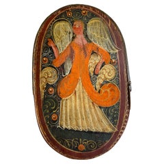 Rare couvercle de boîte à chapeau baroque du 18e siècle : Décor authentique avec charme angélique