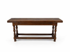 Rare 18th Century Baroque Transforming Oak Console Dining Table, Spain Portugal