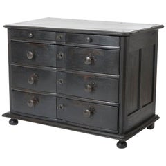 Rare 18th Century Black Ebonized Baroque Writing Chest of Drawer from Spain